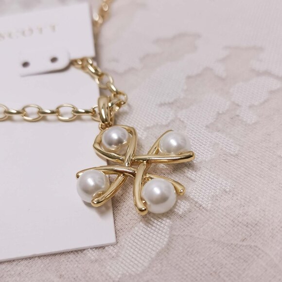 Kendra Scott Everleigh Gold Necklace White Pearl - Picture 1 of 3